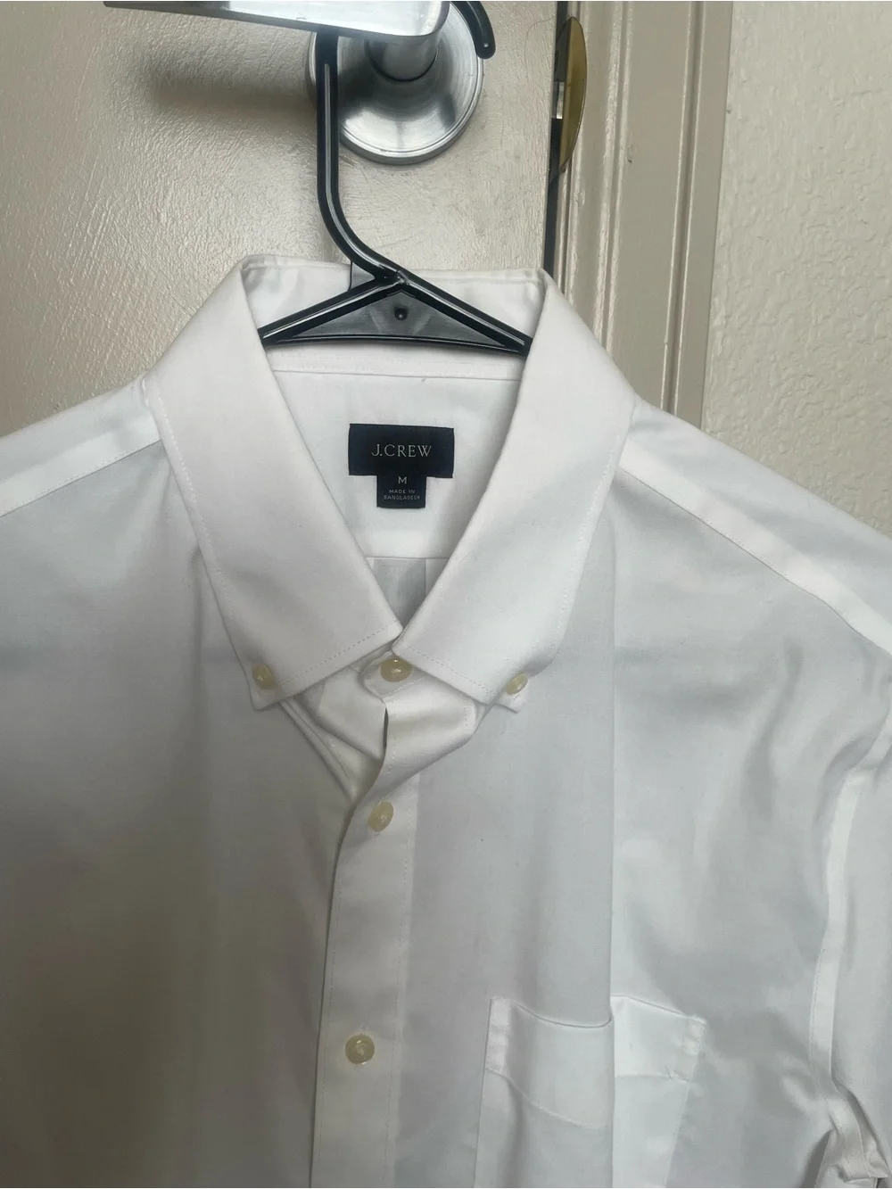 J. Crew Men's White Button-Down Dress Shirt with Pocket